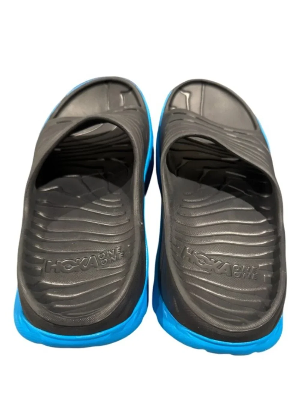 HOKA ONE ONE Ora Recovery Slides Men’s 9 Women’s 11 Black Blue Comfort Sandals